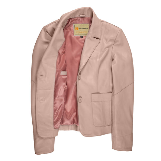 Blush Aura Women's Lambskin Leather Blazer